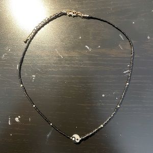 Black Beaded Ying-Yang Necklace